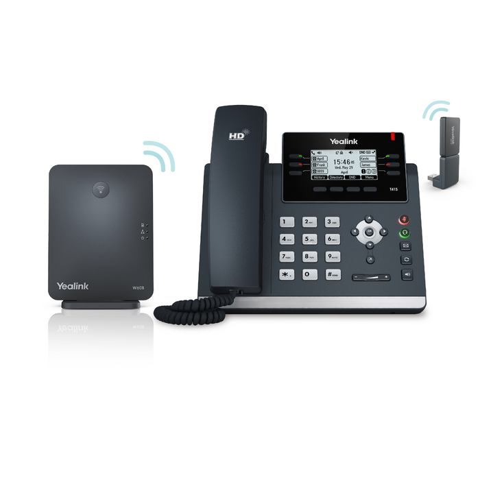 Yealink W41P DECT Wireless Deskphone Kit (T41S + DECT Base station) - My-Voip